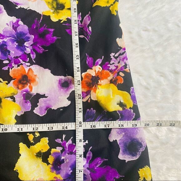 BEIGE by ECI Floral Black Purple Shift Halter Dress size Small - Picture 9 of 9
